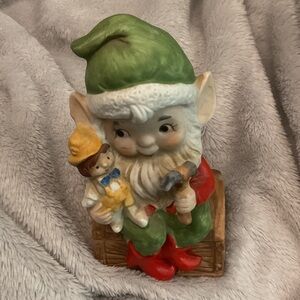 Homco Elf Figurine with Green Hat and Red Boots